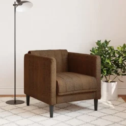 vidaXL Sofás-Sillón de cuero sintético de ante marrón
