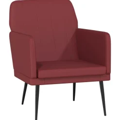 vidaXL Sillas-Sillón de cuero sintético rojo tinto 61x78x80 cm