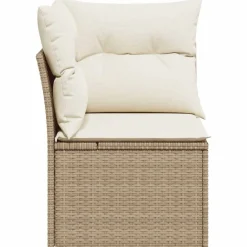 vidaXL Sillón de esquina de jardín con cojines ratán sintético Beige Best