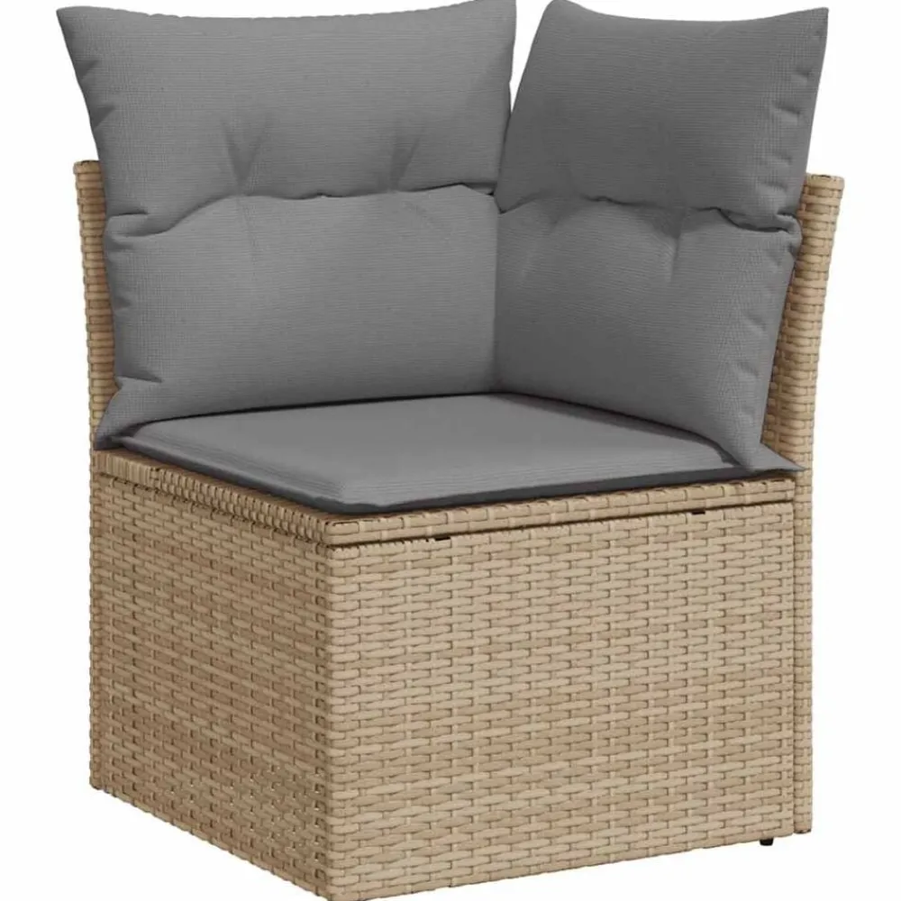 vidaXL Muebles De Jardín-Sillón de esquina de jardín con cojines ratán sintético beige