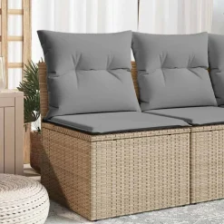 vidaXL Muebles De Jardín-Sillón de esquina de jardín con cojines ratán sintético beige
