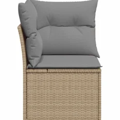 vidaXL Muebles De Jardín-Sillón de esquina de jardín con cojines ratán sintético beige