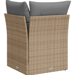 vidaXL Muebles De Jardín-Sillón de esquina de jardín con cojines ratán sintético beige