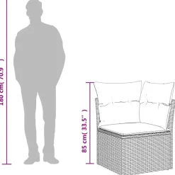 vidaXL Muebles De Jardín-Sillón de esquina de jardín con cojines ratán sintético beige