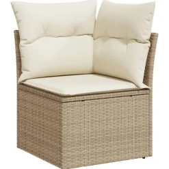 vidaXL Muebles De Jardín-Sillón de esquina de jardín con cojines ratán sintético beige