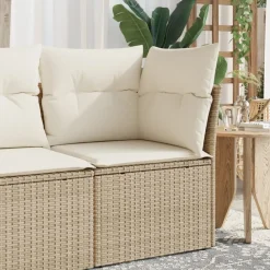vidaXL Muebles De Jardín-Sillón de esquina de jardín con cojines ratán sintético beige