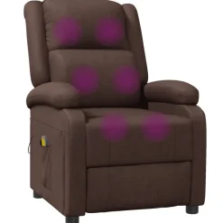 vidaXL Sillas-Sillón de masaje cuero sintético marrón