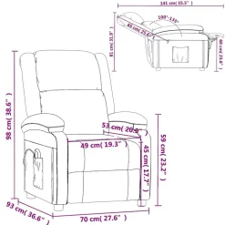 vidaXL Sillón de masaje de terciopelo Verde oscuro