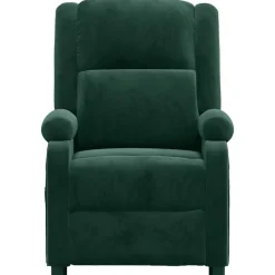 vidaXL Sillón de masaje de terciopelo Verde oscuro