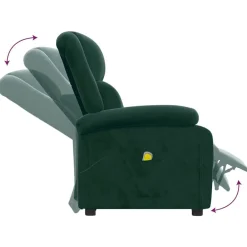 vidaXL Sillón de masaje de terciopelo Verde oscuro