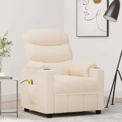 vidaXL Sillón de masaje de tela color Crema