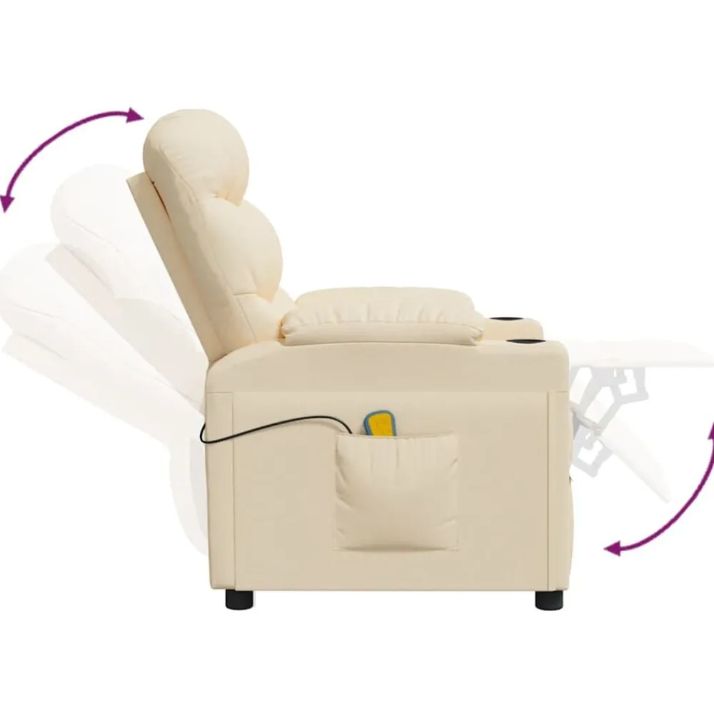 vidaXL Sillón de masaje de tela color Crema