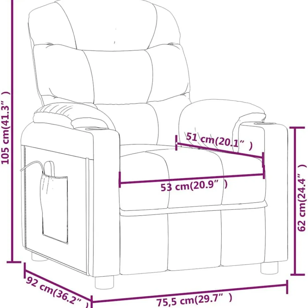 vidaXL Sillón de masaje de tela color Crema