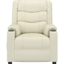 vidaXL Sillas-Sillón de masaje de cuero sintético crema