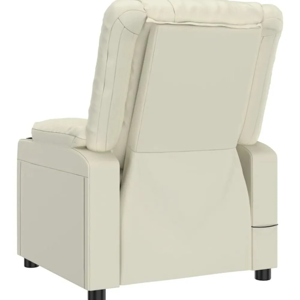 vidaXL Sillas-Sillón de masaje de cuero sintético crema