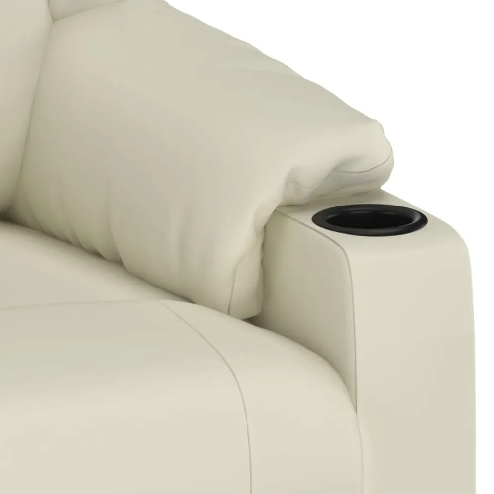 vidaXL Sillas-Sillón de masaje de cuero sintético crema