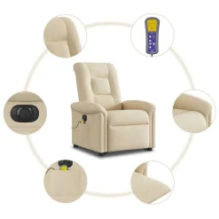 vidaXL Sillas-Sillón de masaje eléctrico reclinable elevable tela