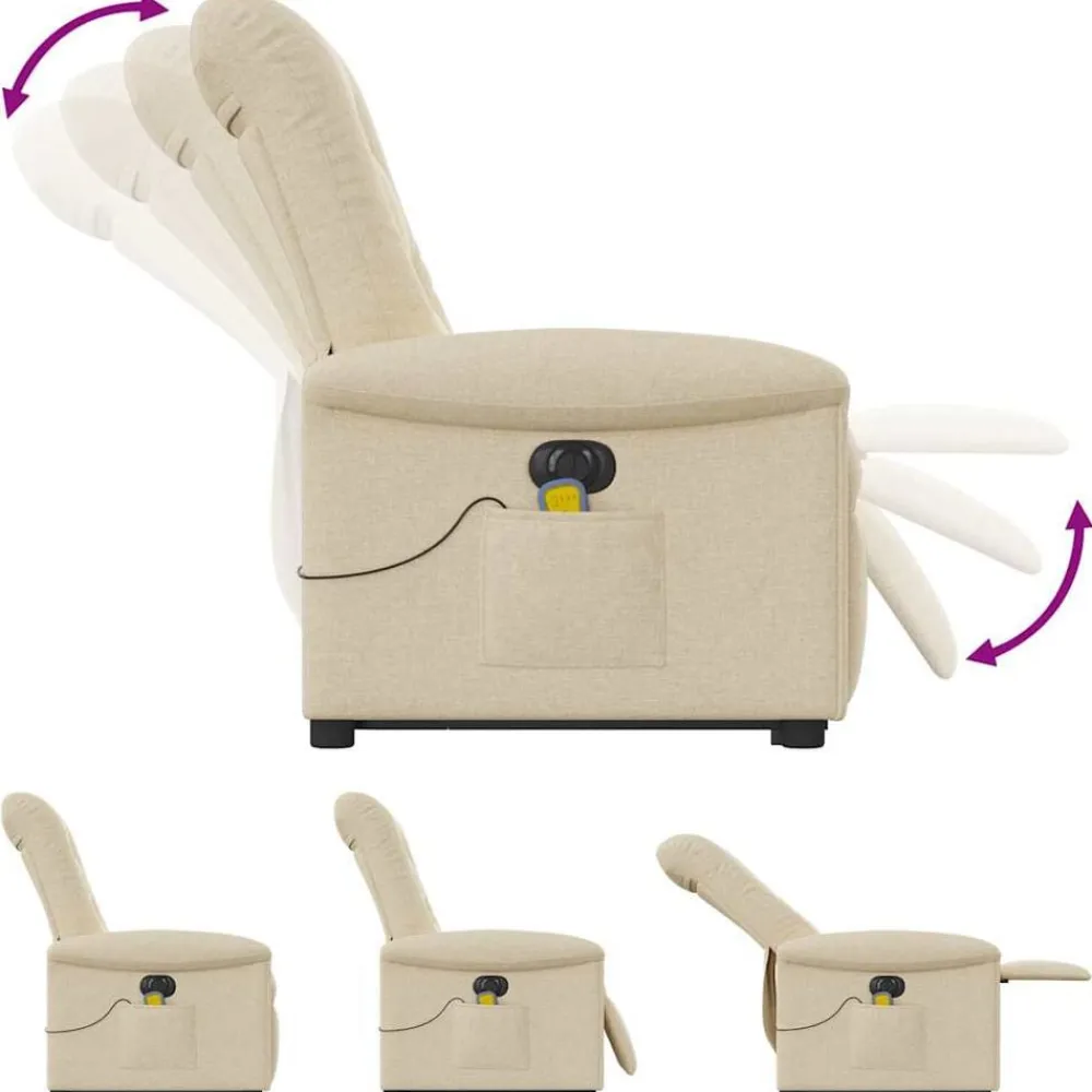 vidaXL Sillas-Sillón de masaje eléctrico reclinable elevable tela