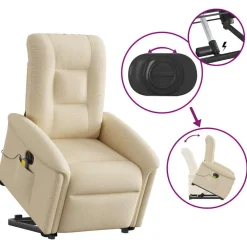 vidaXL Sillas-Sillón de masaje eléctrico reclinable elevable tela