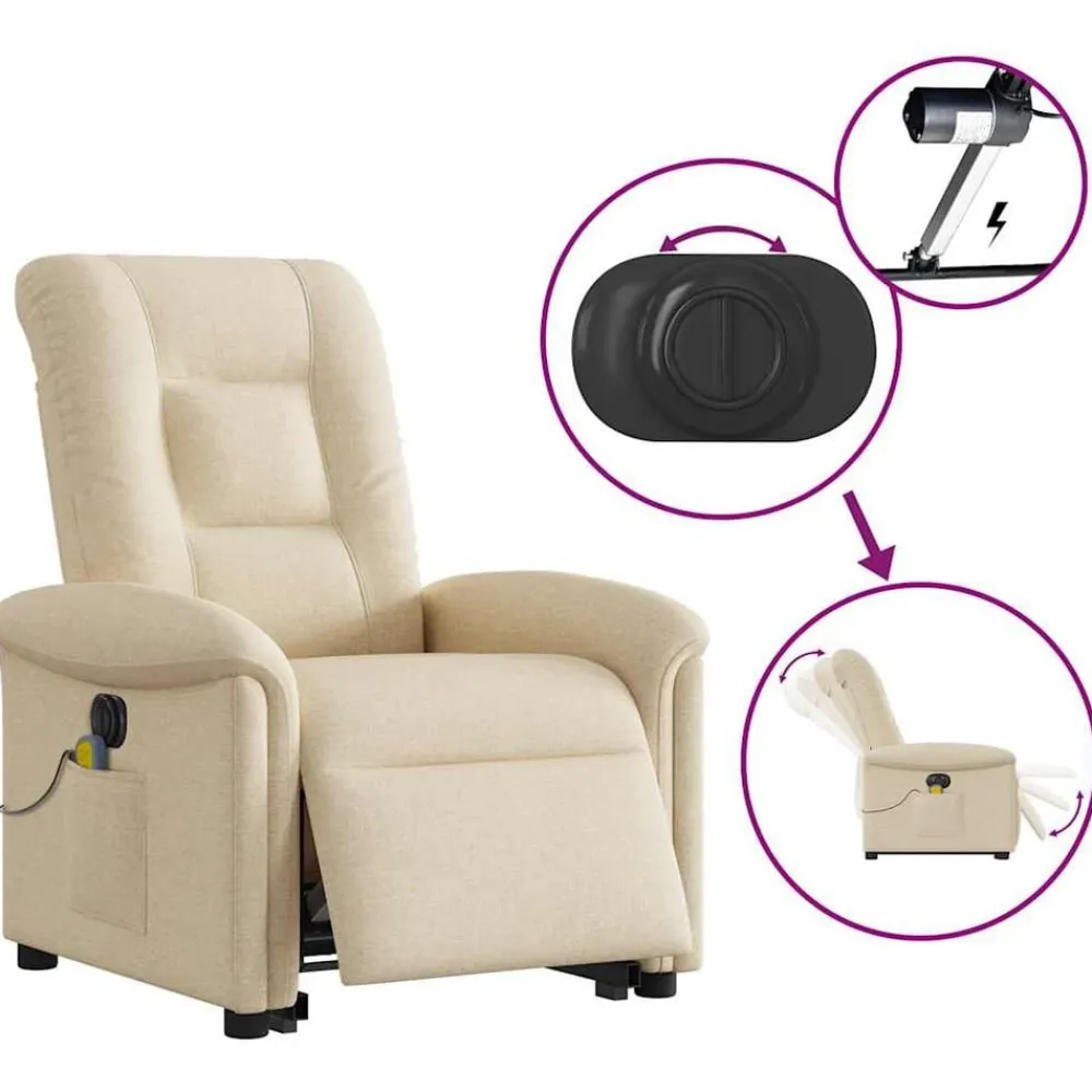 vidaXL Sillas-Sillón de masaje eléctrico reclinable elevable tela