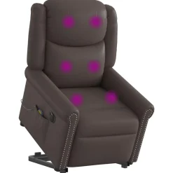 vidaXL Sillas-Sillón de masaje elevable eléctrico marrón brillante