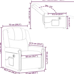 vidaXL Sillas-Sillón de masaje elevable eléctrico marrón brillante
