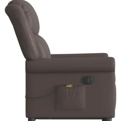 vidaXL Sillas-Sillón de masaje elevable eléctrico marrón brillante