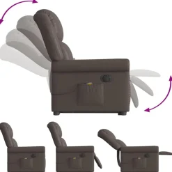 vidaXL Sillas-Sillón de masaje elevable eléctrico marrón brillante