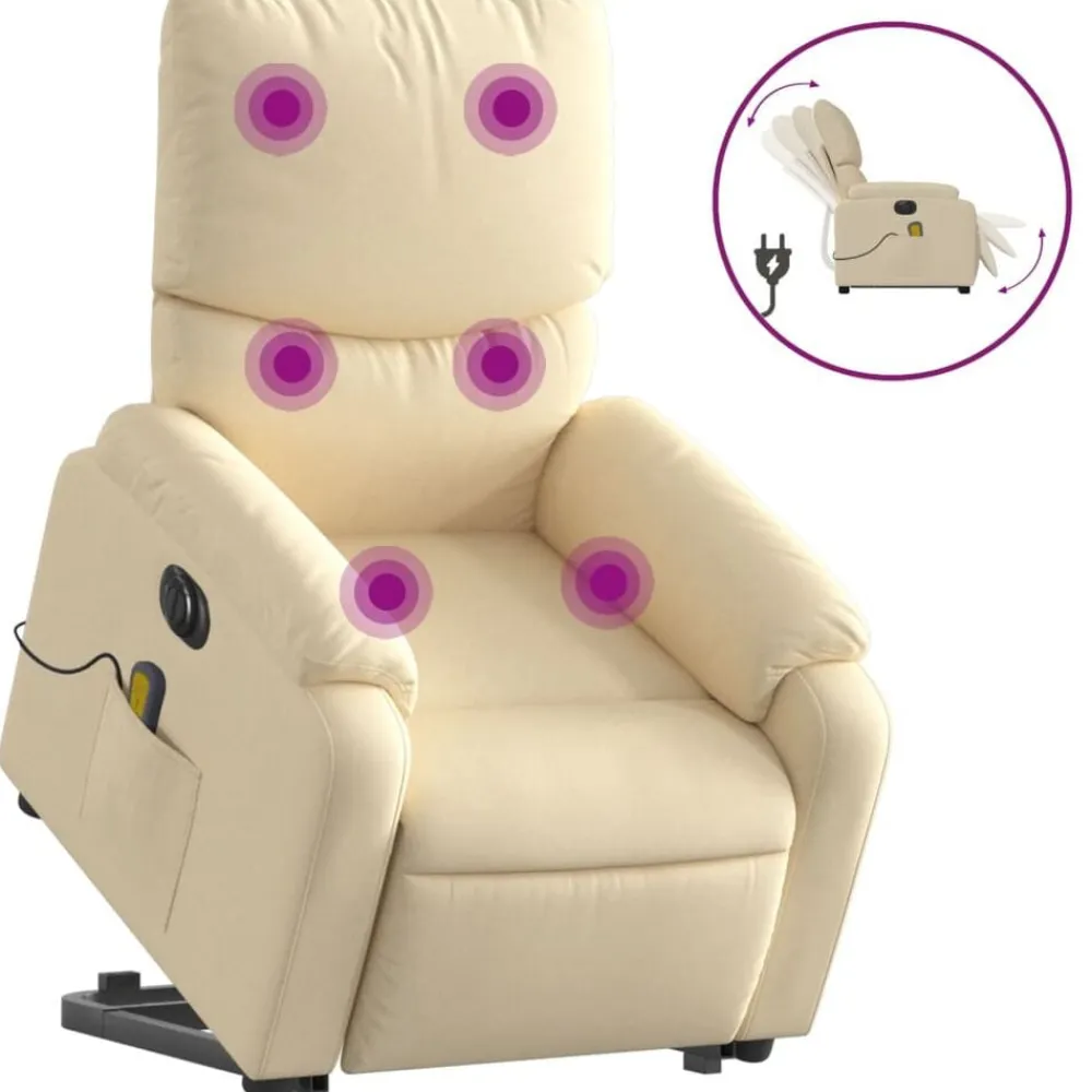 vidaXL Sillas-Sillón de masaje eléctrico reclinable elevable tela