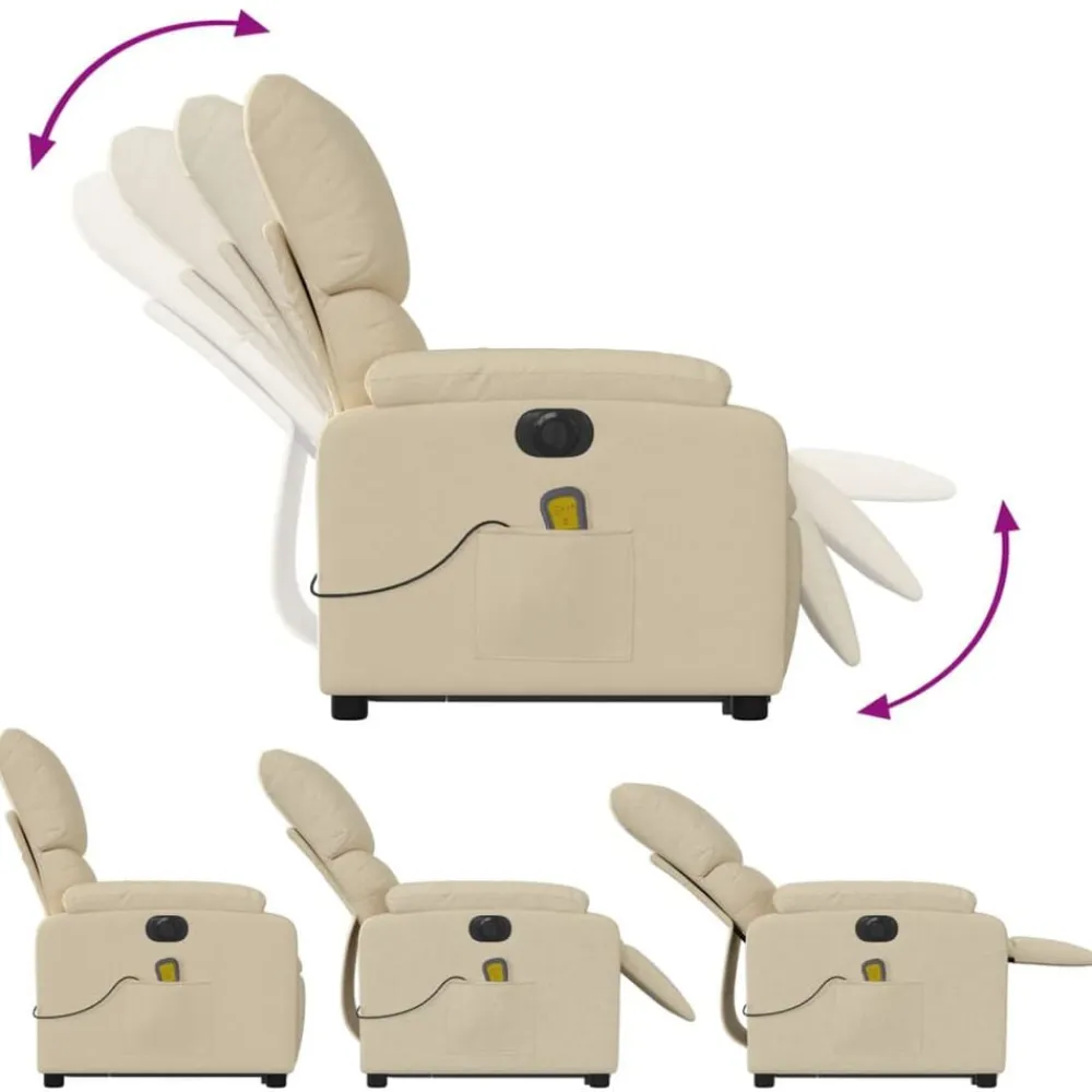 vidaXL Sillas-Sillón de masaje eléctrico reclinable elevable tela
