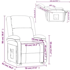 vidaXL Sillas-Sillón de masaje elevable cuero sintético rojo tinto