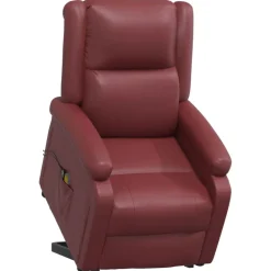 vidaXL Sillas-Sillón de masaje elevable cuero sintético rojo tinto