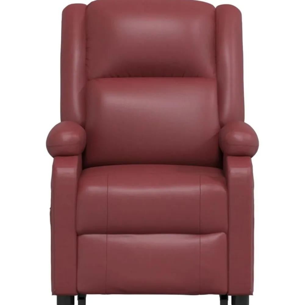 vidaXL Sillas-Sillón de masaje elevable cuero sintético rojo tinto
