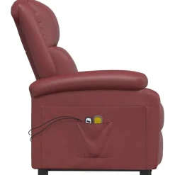 vidaXL Sillas-Sillón de masaje elevable cuero sintético rojo tinto