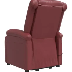 vidaXL Sillas-Sillón de masaje elevable cuero sintético rojo tinto