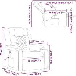 vidaXL Sillón de masaje eléctrico reclinable elevable tela rojo tinto Rojo vino tinto Online