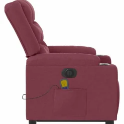 vidaXL Sillón de masaje eléctrico reclinable elevable tela rojo tinto Rojo vino tinto Online