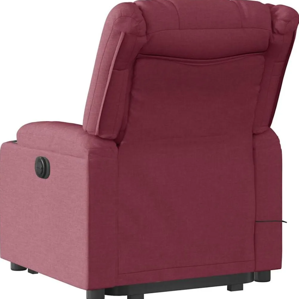 vidaXL Sillón de masaje eléctrico reclinable elevable tela rojo tinto Rojo vino tinto Online