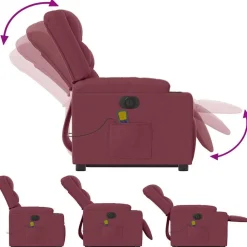 vidaXL Sillón de masaje eléctrico reclinable elevable tela rojo tinto Rojo vino tinto Online