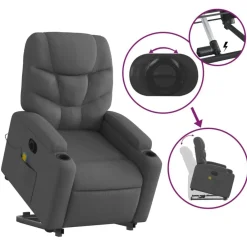 vidaXL Sillas-Sillón de masaje eléctrico reclinable elevable tela