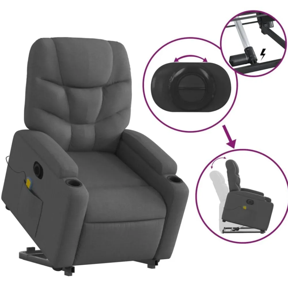 vidaXL Sillas-Sillón de masaje eléctrico reclinable elevable tela