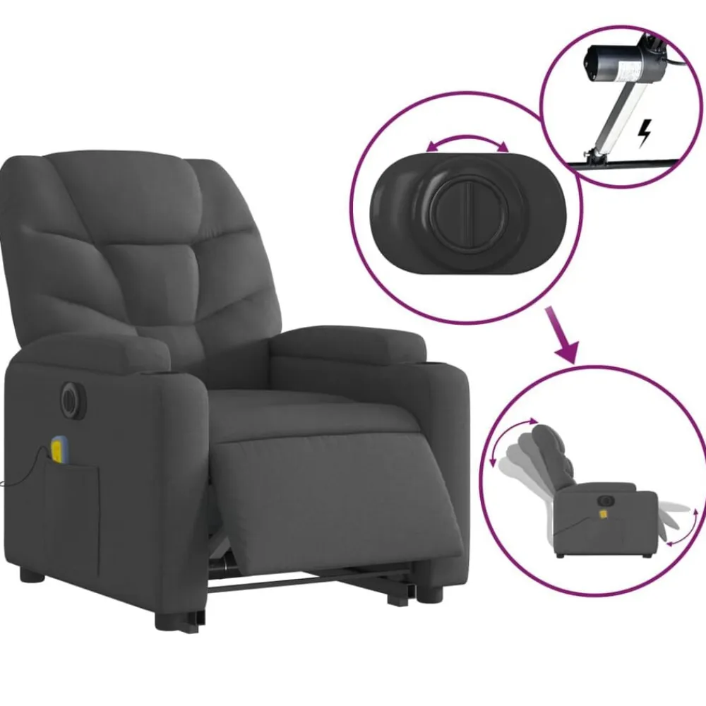 vidaXL Sillas-Sillón de masaje eléctrico reclinable elevable tela
