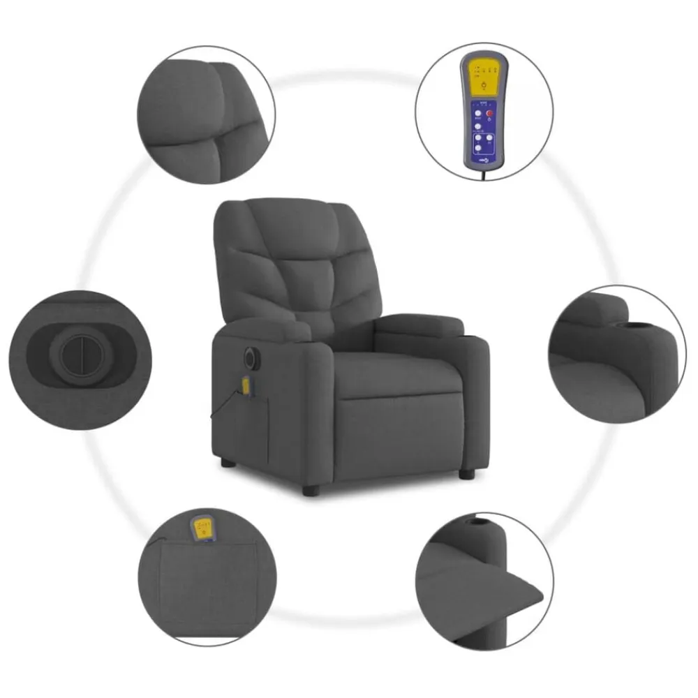 vidaXL Sillas-Sillón de masaje eléctrico reclinable elevable tela