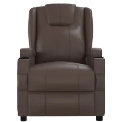 vidaXL Sillas-Sillón de masaje eléctrico cuero sintético marrón
