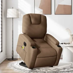 vidaXL Sillas-Sillón de masaje eléctrico reclinable elevable tela marrón