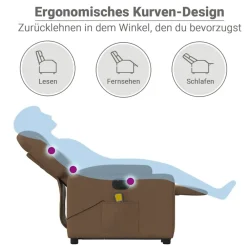 vidaXL Sillas-Sillón de masaje eléctrico reclinable elevable tela marrón