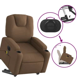 vidaXL Sillas-Sillón de masaje eléctrico reclinable elevable tela marrón