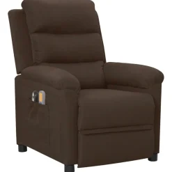 vidaXL Sillón de masaje eléctrico tela marrón oscuro Marr&oacute;n oscuro Sale