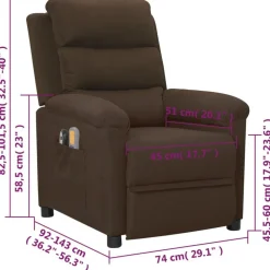 vidaXL Sillón de masaje eléctrico tela marrón oscuro Marr&oacute;n oscuro Sale