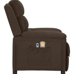 vidaXL Sillón de masaje eléctrico tela marrón oscuro Marr&oacute;n oscuro Sale